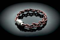 Cognac Leather Link Chain Bracelet