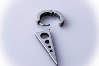 Triangle Dangle Small Hoop Stainless Steel Earrings - Black or Silver