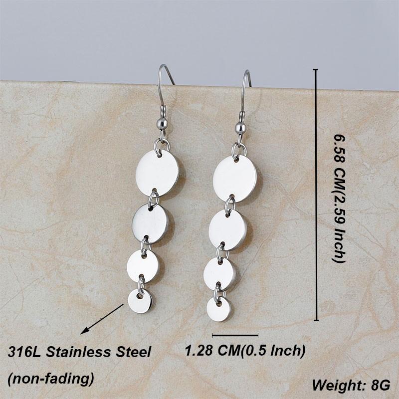 Stainless Steel Dangle Circle Earrings
