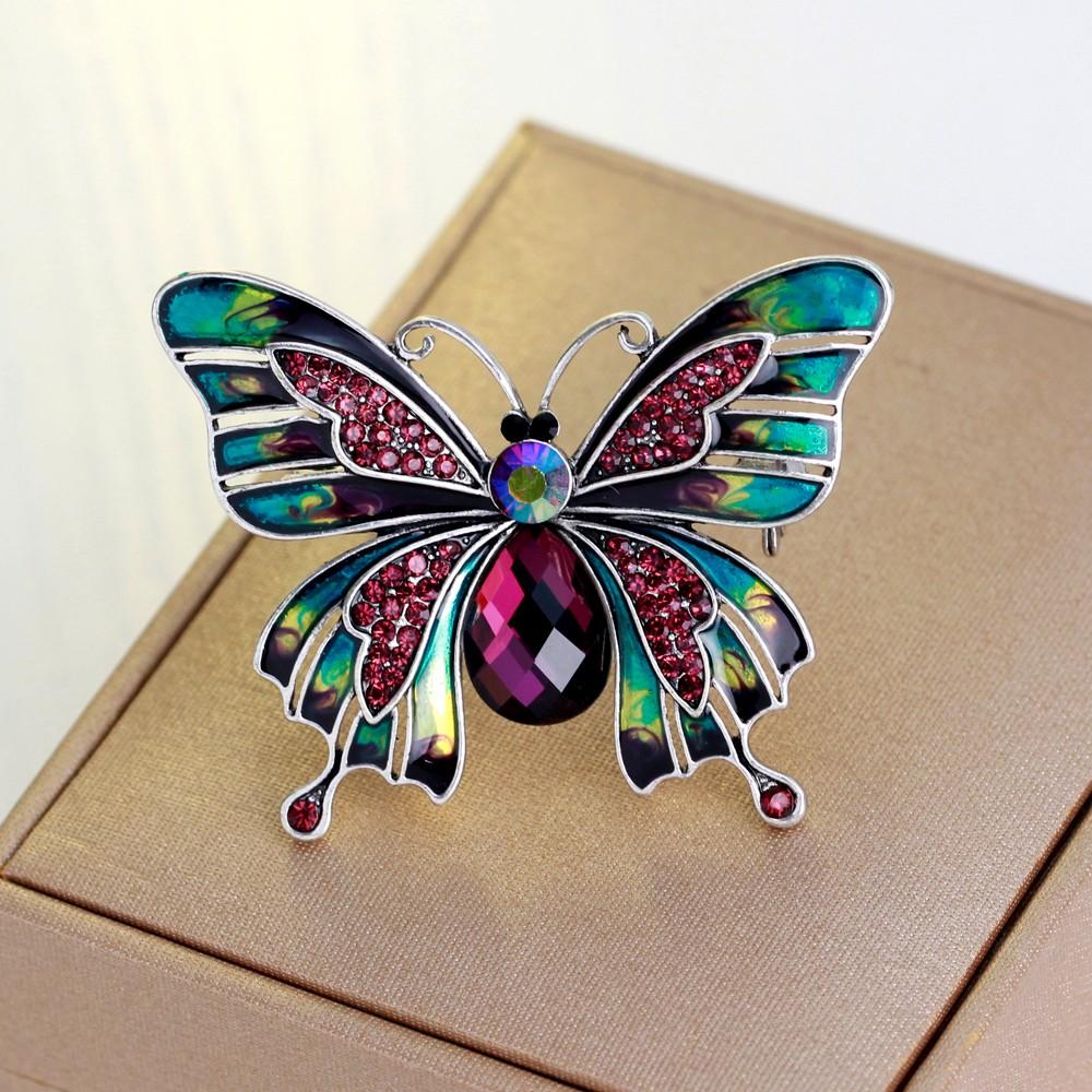 Crystal Butterfly Brooch/Collar Pin