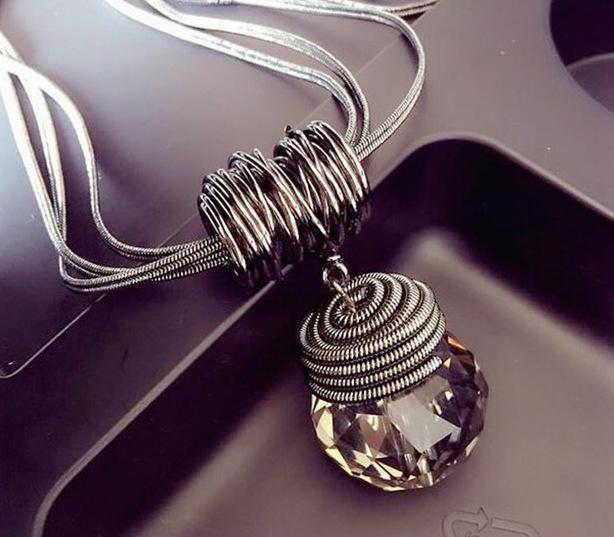 Coiled Effect Unique Design Long Crystal Necklace Wow Jewellery