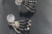 Skull Hand Bioplast Body Jewellery With Crystal Gem