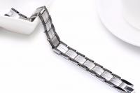 Mens Steel Bracelet 23cm - Black and Silver Greek Key Design