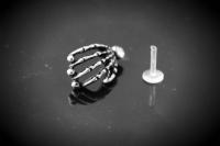 Skull Hand Bioplast Body Jewellery With Crystal Gem