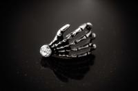 Skull Hand Bioplast Body Jewellery With Crystal Gem