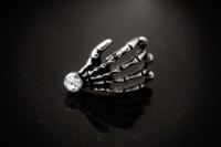 Skull Hand Bioplast Body Jewellery With Crystal Gem