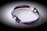 Chic Purple & Black Stainless Steel Bracelet - Customise Length & Colour