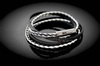 Leather Multiwrap Double Strand Black & White  Bracelet - Crafted To Size