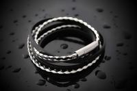 Leather Multiwrap Double Strand Black & White Bracelet - Crafted To Size