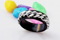 Black Stainless Steel  Chain Ring - Unisex