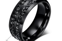 Black Crystal Titanium Ring - Unisex