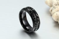 Black Crystal Titanium Ring - Unisex