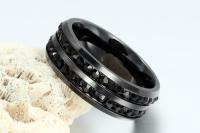 Black Crystal Titanium Ring - Unisex