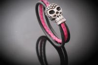 Black Eyed Skull Bracelet With A Multi Colour Strand Twist