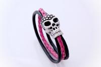 Black Eyed Skull Bracelet With A Multi Colour Strand Twist