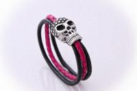 Black Eyed Skull Bracelet With A Multi Colour Strand Twist