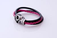 Black Eyed Skull Bracelet With A Multi Colour Strand Twist