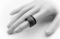 Frosted Wide Band Steel Rings Black & Silver