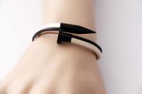 Black Nail and Screw Double Layer Bracelet -Choice of Leather Colour.