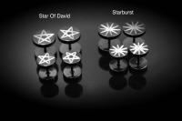 Black Fake Ear Plugs Star Designs