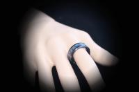 Tungsten Ring in Black With Shell Design