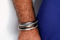 Leather Multiwrap Double Strand Black & White Bracelet - Crafted To Size