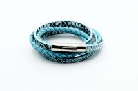 Blue Coiled Snake Wrap Around Double Layer Bracelet