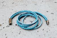 Blue Coiled Snake Wrap Around Double Layer Bracelet