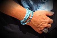 Blue Coiled Snake Wrap Around Double Layer Bracelet