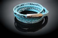 Blue Coiled Snake Wrap Around Double Layer Bracelet