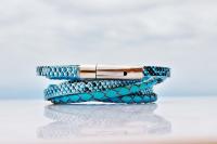 Blue Coiled Snake Wrap Around Double Layer Bracelet