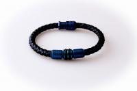 Electric Blue Contemporary Cutting Edge Leather Bracelet - Customise!