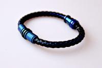 Electric Blue Contemporary Cutting Edge Leather Bracelet - Customise!