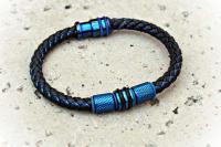 Electric Blue Contemporary Cutting Edge Leather Bracelet - Customise!