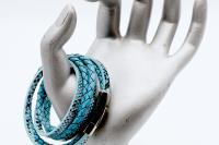 Blue Coiled Snake Wrap Around Double Layer Bracelet