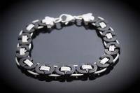 Stainless Steel Half Circle Black & Silver Link Chain Bracelet