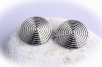 Bulls Eye Dome Circle Stud Earrings - Stainless Steel