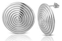 Bulls Eye Dome Circle Stud Earrings - Stainless Steel