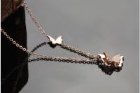 Butterfly Necklace Sandblasted Design In Rose Gold