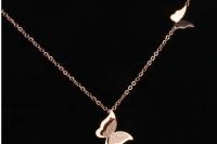 Butterfly Necklace Sandblasted Design In Rose Gold