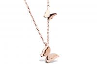 Butterfly Necklace Sandblasted Design In Rose Gold