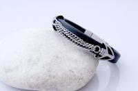 Punk Chain Leather and Steel Bracelet - Customisable!