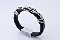 Punk Chain Leather and Steel Bracelet - Customisable!