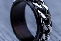 Black Stainless Steel  Chain Ring - Unisex