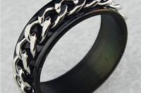 Black Stainless Steel  Chain Ring - Unisex