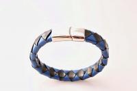 Diamond Checkers Bracelet - Black 'n Blue - Customisable