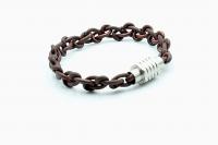 Cognac Leather Link Chain Bracelet