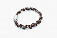 Cognac Leather Link Chain Bracelet