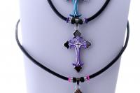 Colourful Enamel Cross Leather Choker - Customisable!