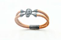 Black Skull Bracelet with Cork Leather